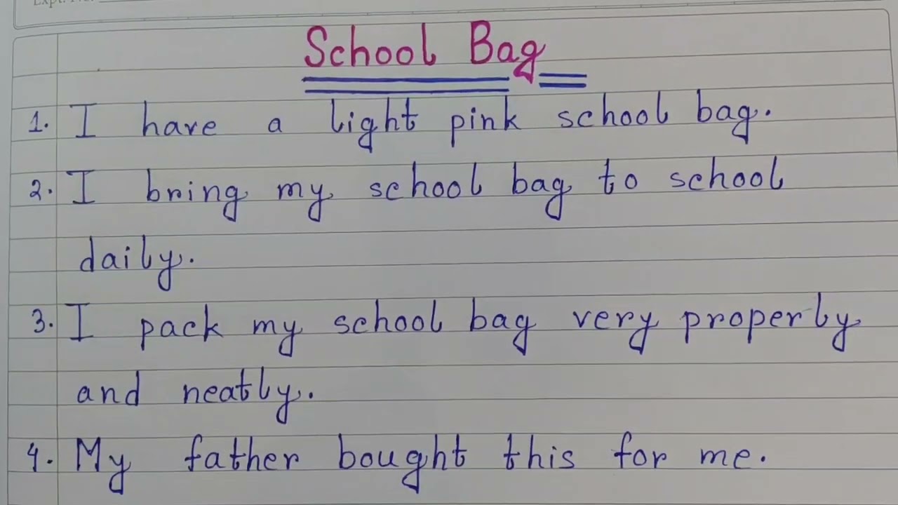 essay on school bag for class 1