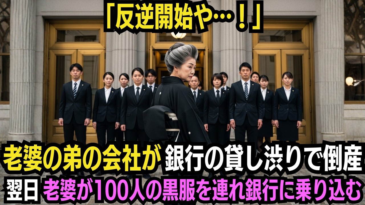 【弟の無念】老婆の弟の会社が銀行の貸し渋りで倒産…翌日老婆が100人の黒服を連れ銀行に乗り込む