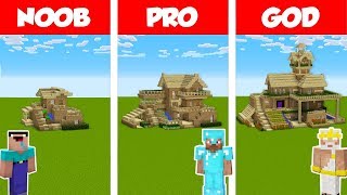 Minecraft Noob Vs Pro Vs God: Survival House Build Challenge In Minecraft / Animation