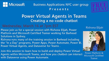 Power Virtual Agents in MS Teams with Rishona Elijah