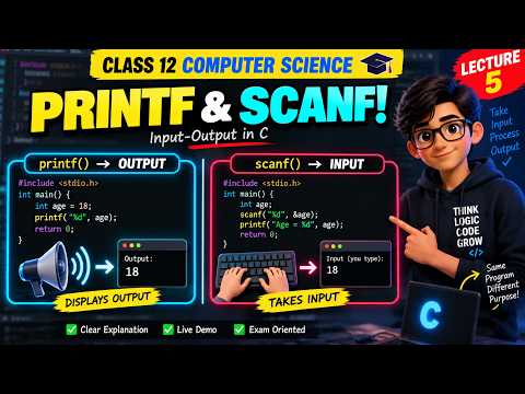 קלט ופלט בשפת C: הסבר על printf ו-scanf | מדעי המחשב כיתה י"ב (שיעור 5)