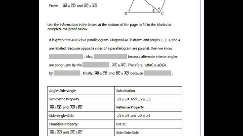 [Math] Oscar wrote a partial narrative proof to prove that AB = CD and BC = AD. Given: ABCD is a par
