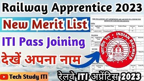 Railway Apprentice New Joining Merit List 2023, SECR Bilaspur ITI Apprentice Merit List 2023