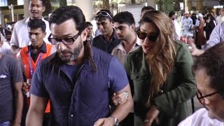 Kareena Kapoor & Saif Ali Khan MOBBED at Mumbai Airport | FULL VIDEO