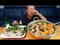 싱싱한 도다리 회와 얼큰한 고둥 어묵탕으로 소주 한 잔! (Raw Flounder &amp; Fish cake soup) 요리&amp;먹방!! - Mukbang eating show