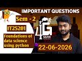 Foundations of data science using python important questions IT25201 Sem 2 22/06/2026