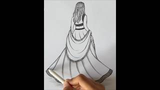 Girl From Backside Drawing #Drawing #Drawingtutorial #Shortsvideo #Shorts #Girldrawing