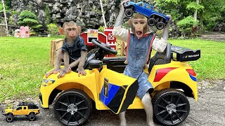 Bim Bim Monkey Goes To Buy Toy Car At The Supermarket And Plays With Baby Rabbits In The Garden