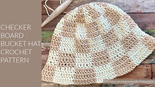 Checkerboard Bucket Hat Crochet Pattern