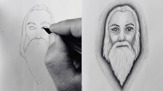 How to Draw White Beard with Pencil