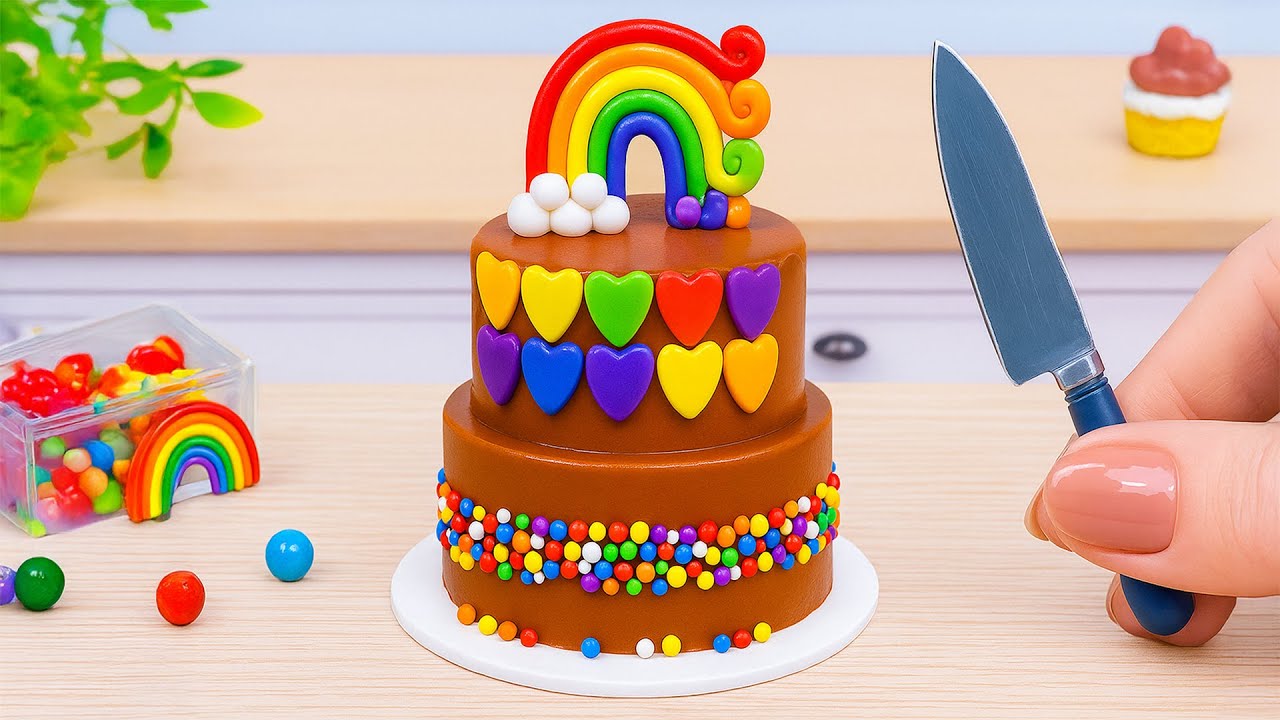 Best Miniature Rainbow Chocolate Cake Recipe 🌈How To Decorating Tiny Rainbow Cake | Sweet Shop 😍