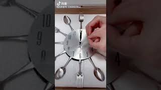 Wall Clock Spoon Fork Battery Operated Kitchen Hotel Quartz Wall Mounted Creative