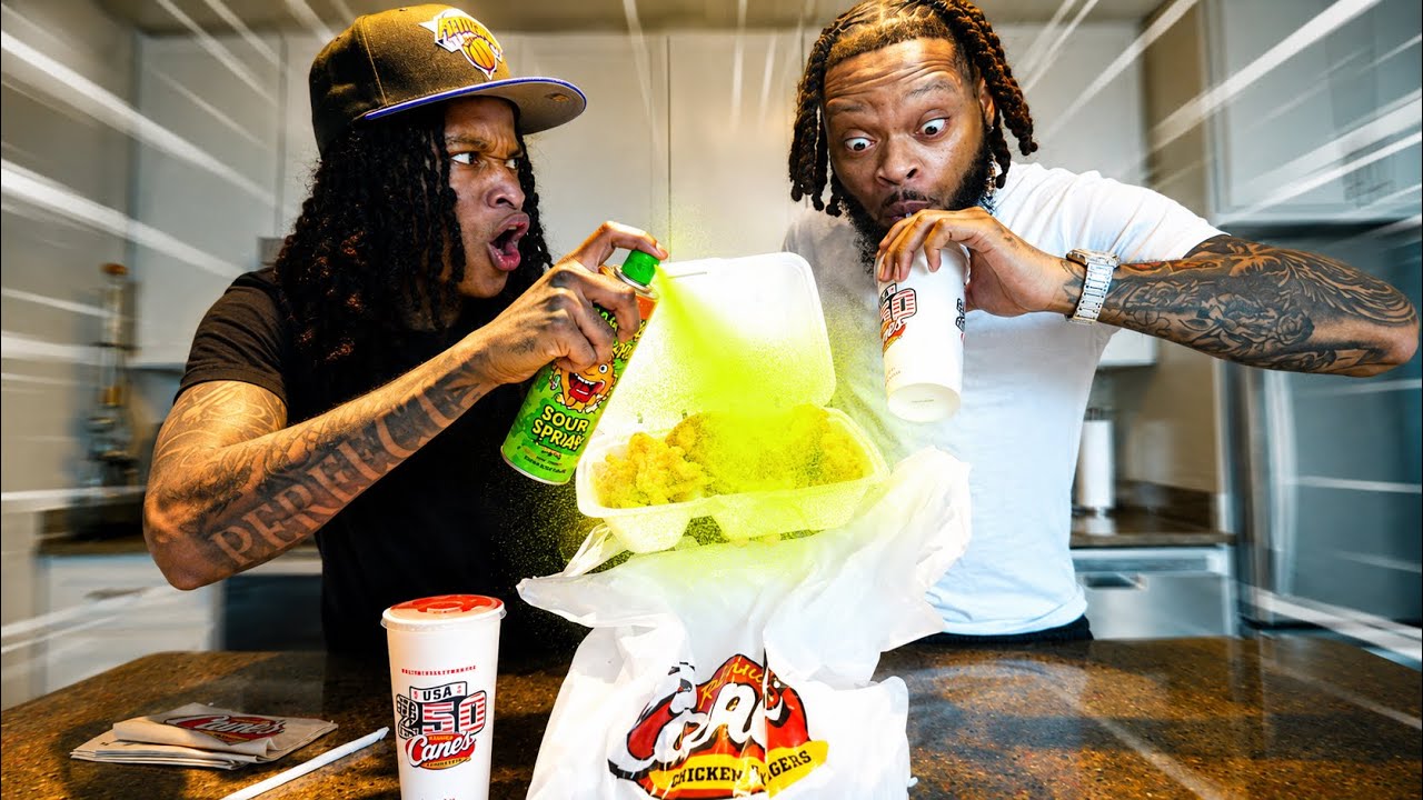SPRAYING WHOLE BOTTLE OF SOUR SPRAY ON BESTFRIEND FOOD!