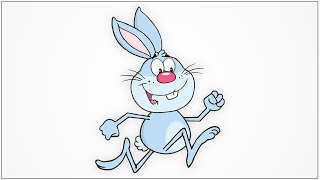 How to draw a Cute rabbit cartoon character running step by step