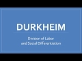Lecture on Durkheim "Division of Labor"