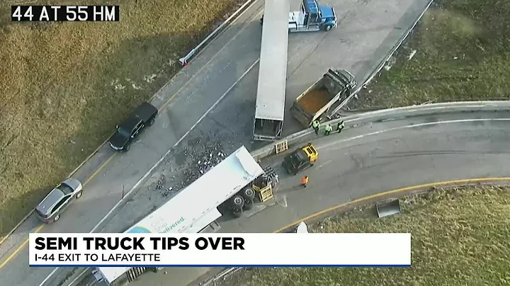 I-44 exit ramp closed due to overturned semi truck