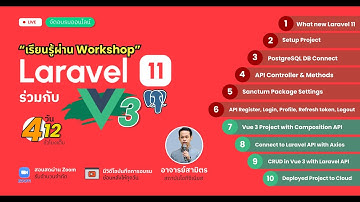 ตัวอย่างวิดีโอบันทึกการอบรม Laravel 11 กับ Vue 3