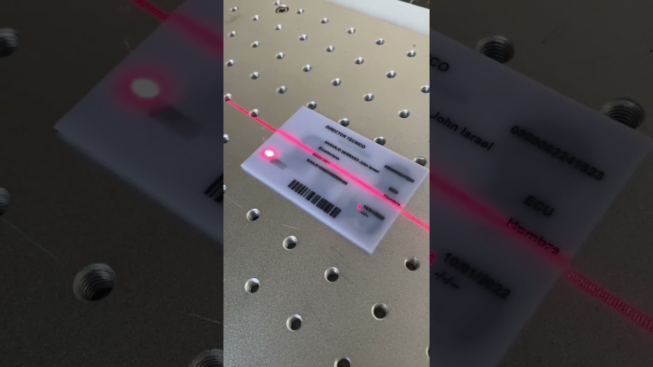 JPT MOPA Filber laser marking machine on Polycarbonate card
