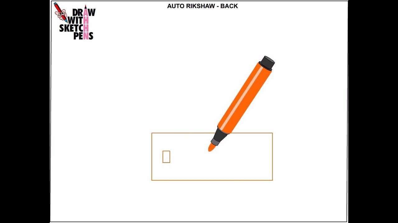 HOW TO DRAW AN AUTO RICKSHAW USING SKETCH PENS - YouTube