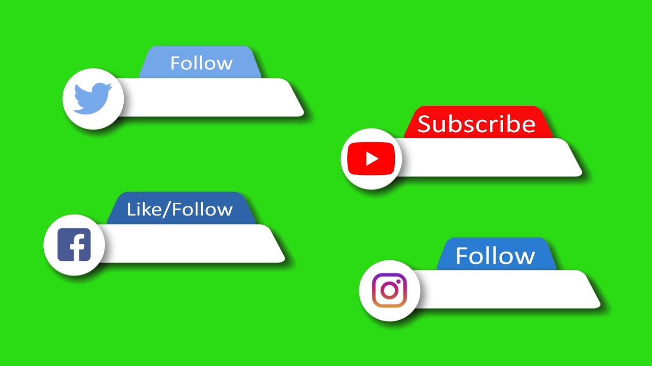 YouTube, Instagram Twitter, Facebook like, follow and Subscribe Buttons
