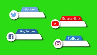 Youtube Instagram Twitter Facebook Like Follow And Subscribe Buttons Lower Thirds Green Screen