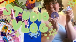 preparing for an art market, screen printing shirts, painting abstractly | studio vlog