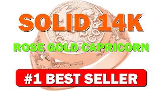 Solid 14k Rose Gold Capricorn Zodiac Sign Band Nugget Men's Ring (Size - B07L39SB95