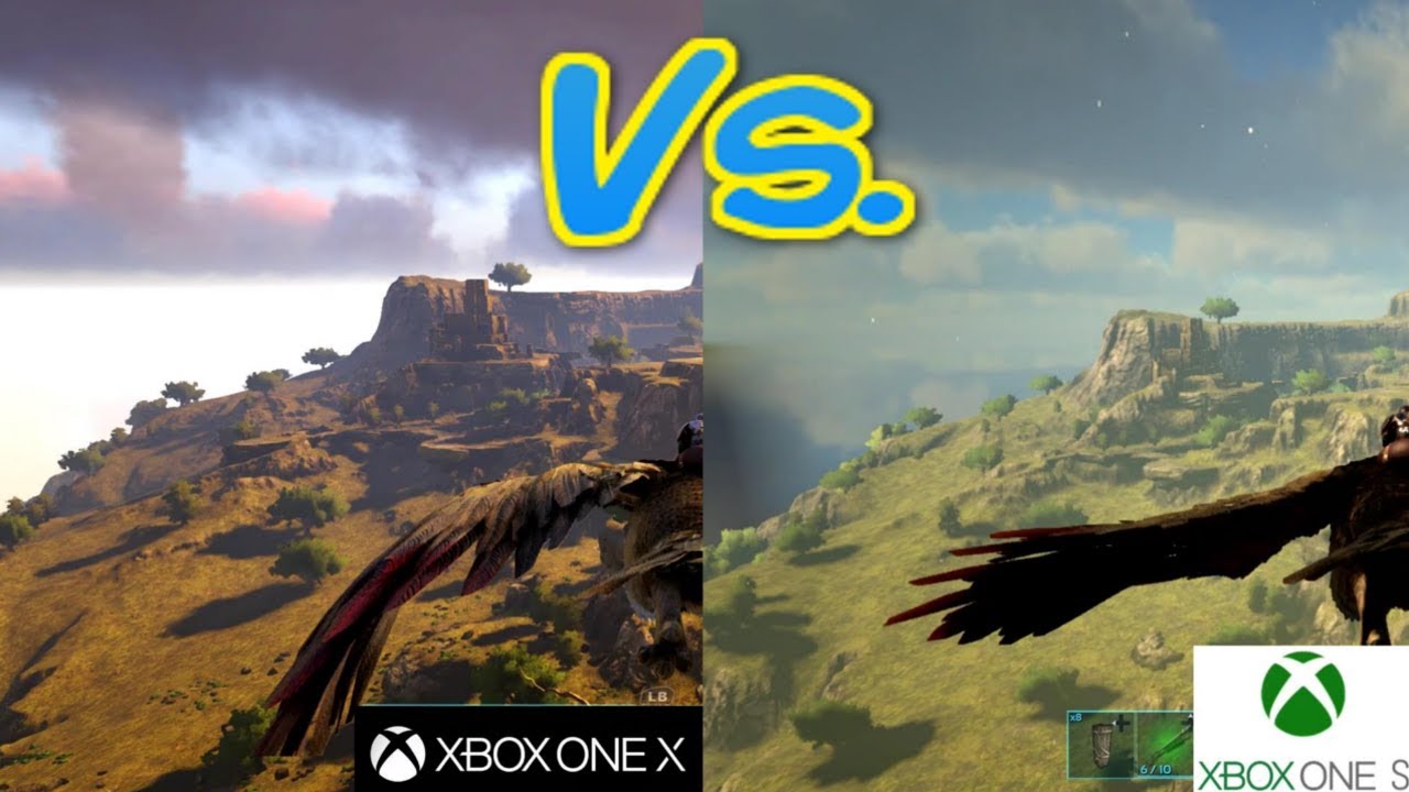 XBOX ONE S vs XBOX ONE X Ark Survival Evolved Comparison Ragnarok - YouTube