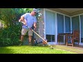 Line Trimming a small backyard No Lawn Mower required