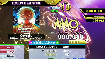 [DDR A3] Qwerty [Single-EXPERT] 999,680 PFC by DDR-KOJI