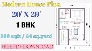 20 X 29 House Plan 20 29 House Design 20 X 29 Ft 1bhk House Plan 20 By 29 Floor Plan Youtube x 29 ft 1bhk house plan
