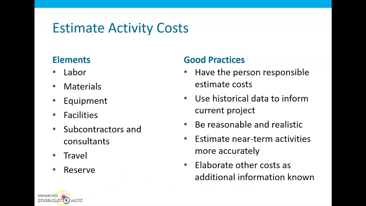 Lecture Chapter 7 Determining Costs, Budget, and Earned Value