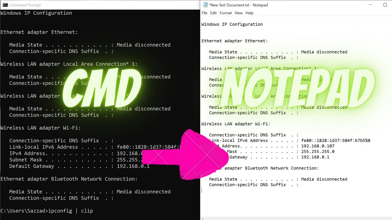 Export the output of the command prompt (cmd.exe) TXT, RTF, HTML