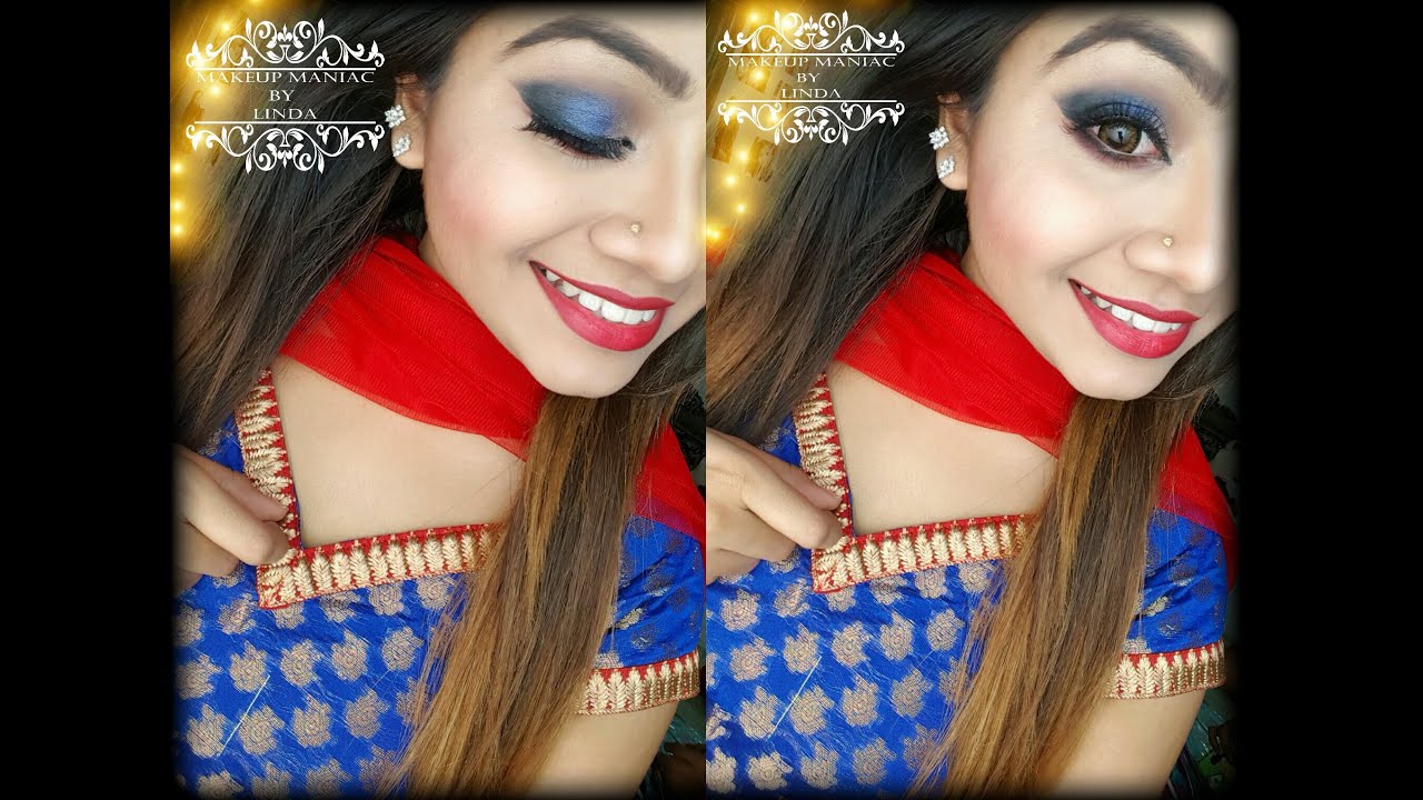 Blue Smokey Eyes - Full Face Makeup Affordable products | Eid Makeup Look 2016