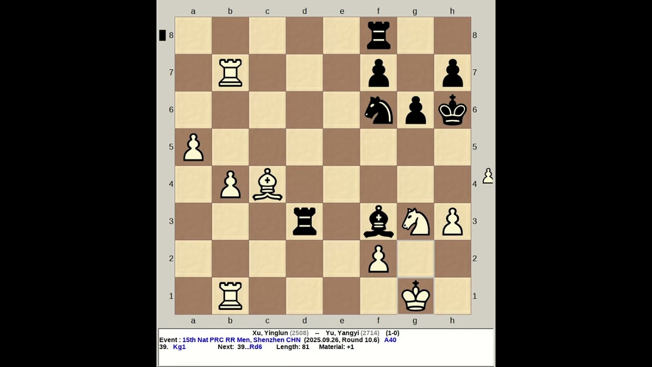 Xu, Yinglun vs Yu, Yangyi | 15th National RR Men Chess 2025, Shenzhen China