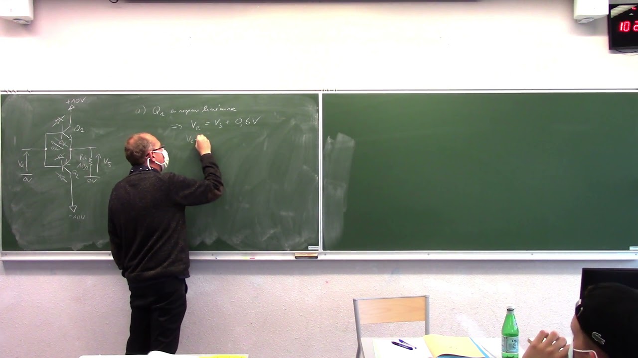 Push-Pull 1 : tension de sortie en fonction de la tension d'entrée, distorsion de croisement.