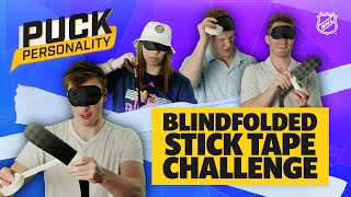 Blindfolded Stick Tape Challenge Puck Personality