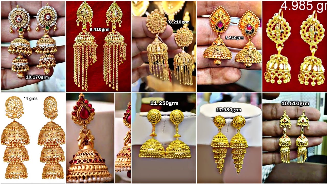 1.5gram Under Gold Earrings Jhala Design With Price 2022 || Jumkas ...