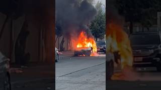 Why do you think the car is on fire? 🤔 #fyp #foryoupage #hood #oakland #subscribe #burning #fire