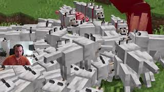 Warden vs 100 Wolves in Minecraft