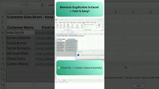Remove Duplicates in Excel — Fast & Easy! ⚡ #Shorts