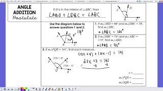 Angle Addition Postulate
