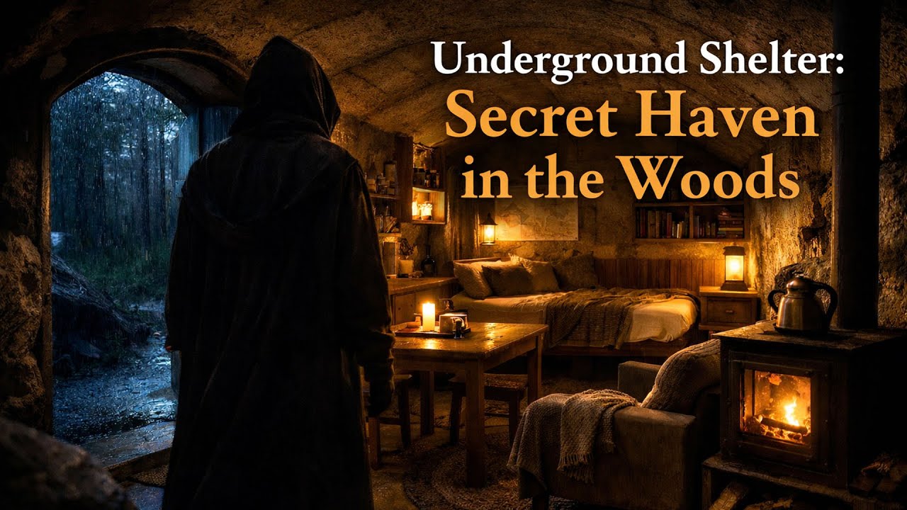 Hidden Underground Sanctuary in the Forest 🌧️ | Cinematic ASMR Shelter Tour
