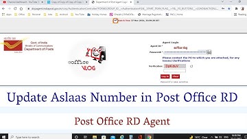 How to update Aslaas Number in Post Office RD Account || Post Office RD Agent