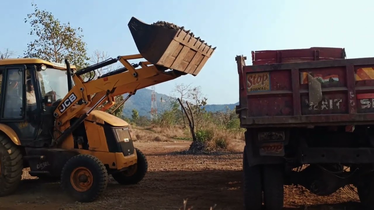 JCB Loading Stones into Dumper Truck | Heavy Machine Work