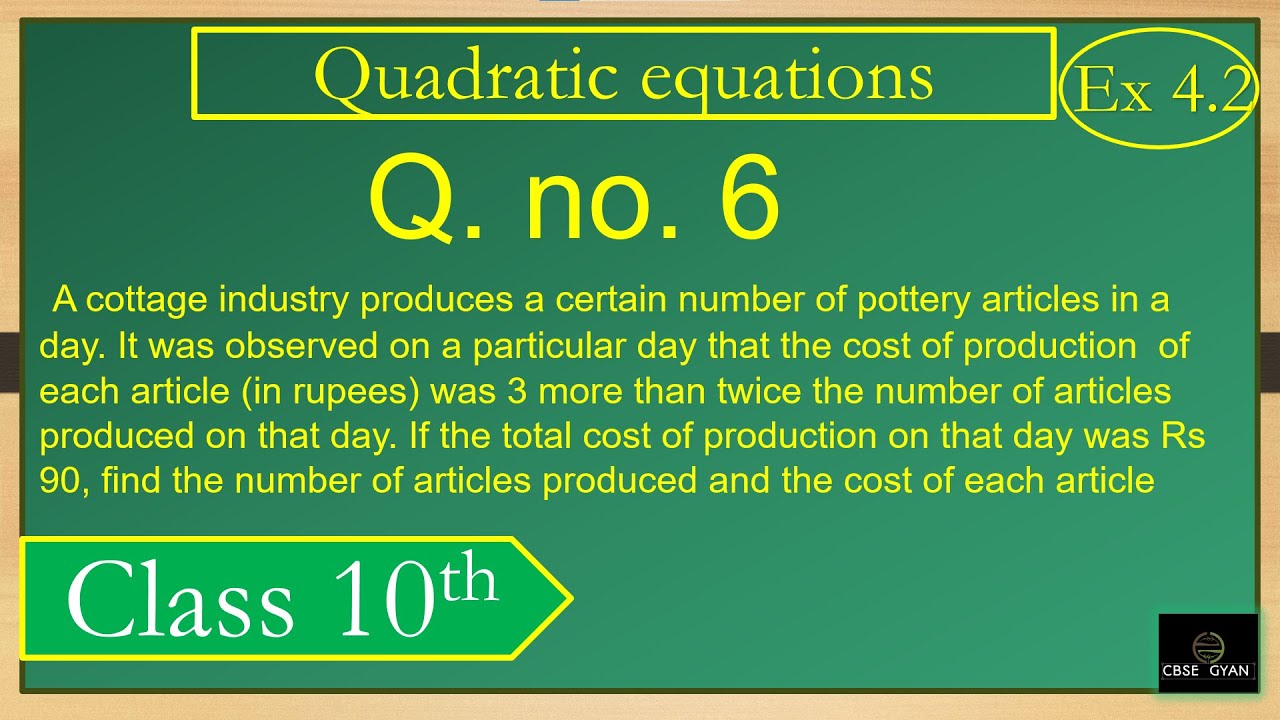 Class - 10 Ex - 4.2 Q6 Maths (Quadratic Equations) NCERT CBSE - YouTube