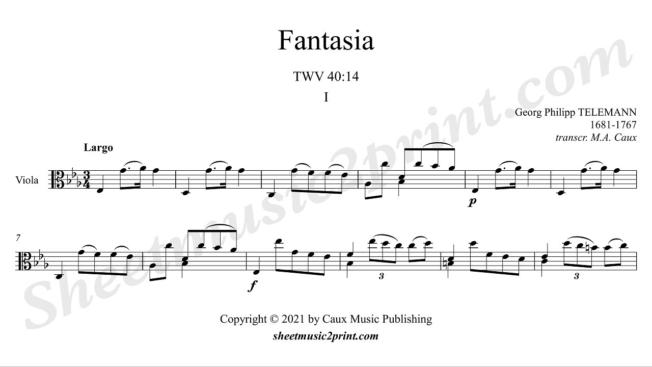 Telemann : Fantasia TWV 40:14 (1/3 : Largo) - Viola Telemann : Fantasia TWV 40:14 (1/3 : Largo) - Viola