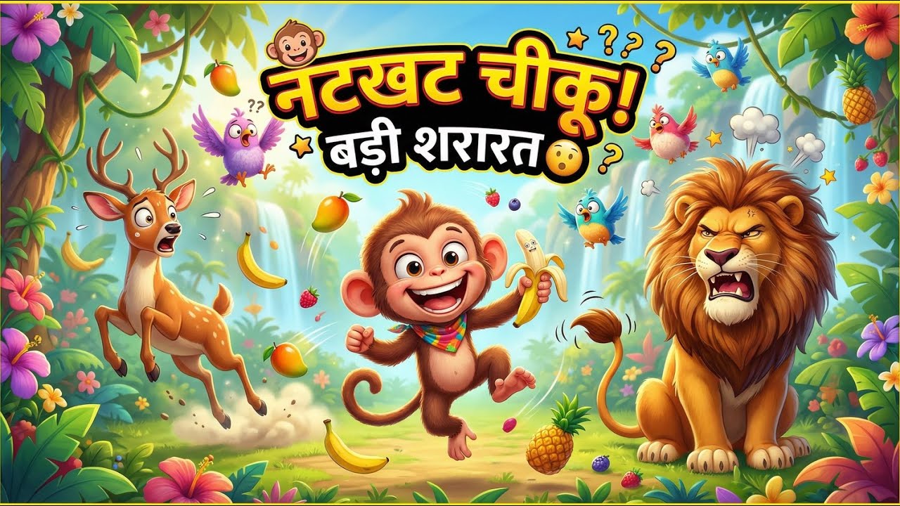 शरारती बंदर और समझदार हाथी 🐘🐒 l मज़ेदार जंगल कहानी l Kids Moral Story in Hindi