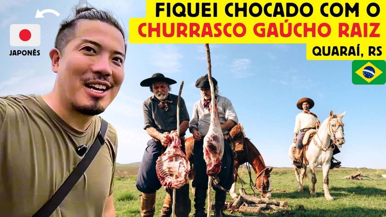 Um japonês chocado com o churrasco gaúcho raiz em Quaraí, RS