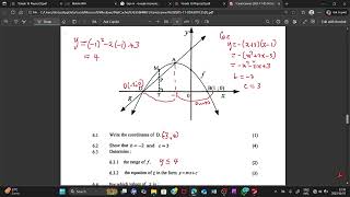 Grade 11| Mathematics P1 | Parabola Function (Question 6)